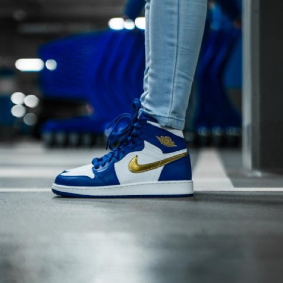royal blue and gold sneakers